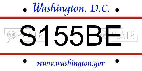 S155BE District Of Columbia License Plate