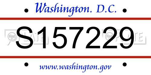 S157229 District Of Columbia License Plate