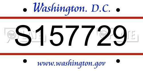 S157729 District Of Columbia License Plate
