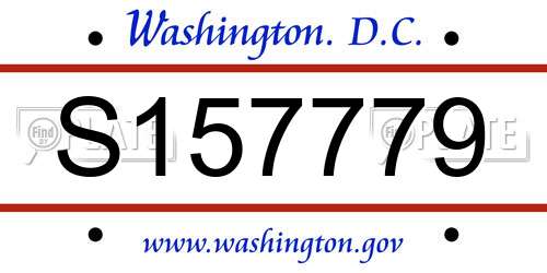 S157779 District Of Columbia License Plate