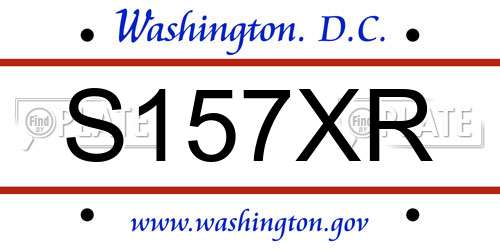 S157XR District Of Columbia License Plate