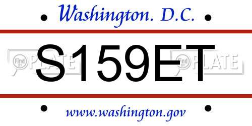 S159ET District Of Columbia License Plate