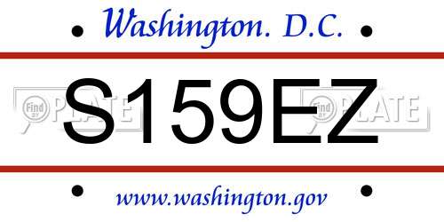 S159EZ District Of Columbia License Plate