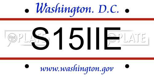 S15IIE District Of Columbia License Plate