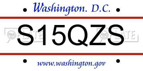 S15QZS District Of Columbia License Plate