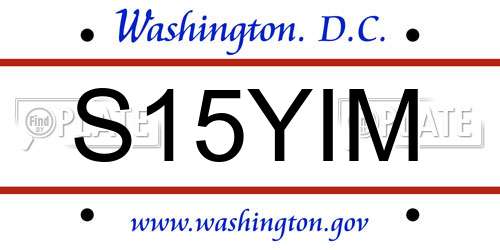 S15YIM District Of Columbia License Plate