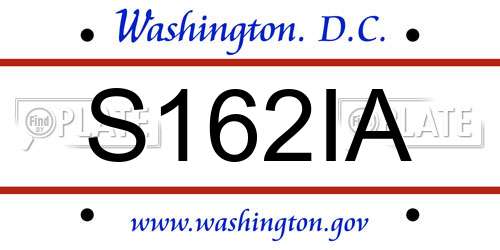 S162IA District Of Columbia License Plate