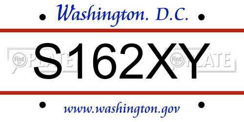 S162XY District Of Columbia License Plate