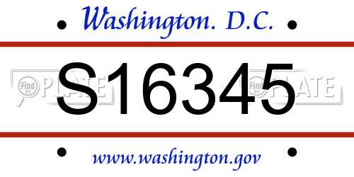 S16345 District Of Columbia License Plate