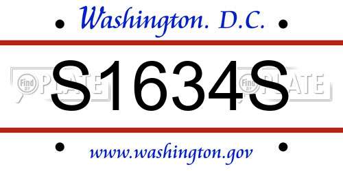 S1634S District Of Columbia License Plate