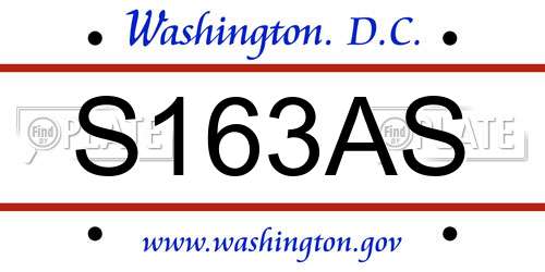 S163AS District Of Columbia License Plate
