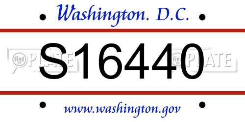 S16440 District Of Columbia License Plate