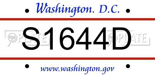 S1644D District Of Columbia License Plate