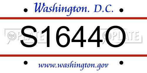 S1644O District Of Columbia License Plate