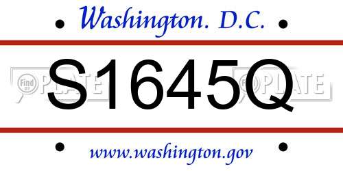 S1645Q District Of Columbia License Plate