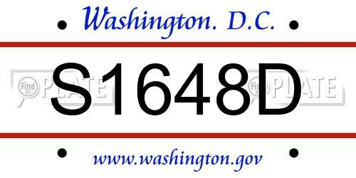 S1648D District Of Columbia License Plate