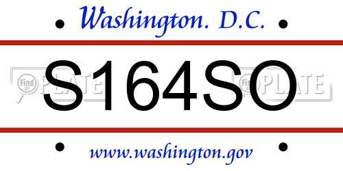 S164SO District Of Columbia License Plate