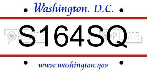 S164SQ District Of Columbia License Plate
