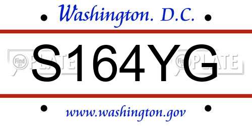 S164YG District Of Columbia License Plate