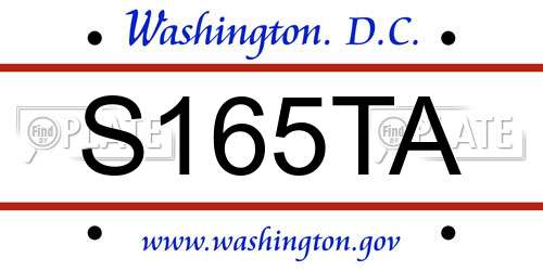S165TA District Of Columbia License Plate