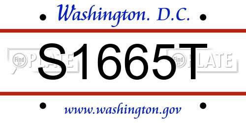 S1665T District Of Columbia License Plate