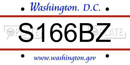 S166BZ District Of Columbia License Plate