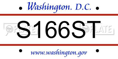 S166ST District Of Columbia License Plate