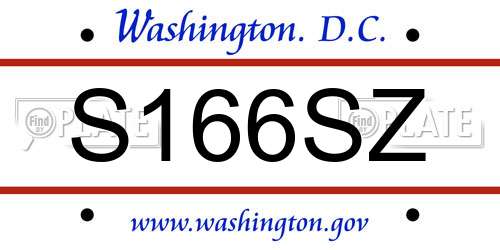 S166SZ District Of Columbia License Plate