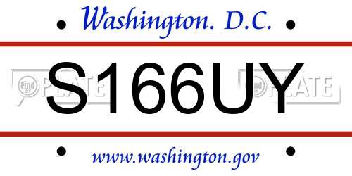 S166UY District Of Columbia License Plate