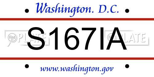 S167IA District Of Columbia License Plate
