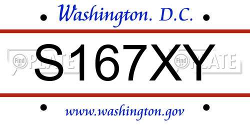 S167XY District Of Columbia License Plate