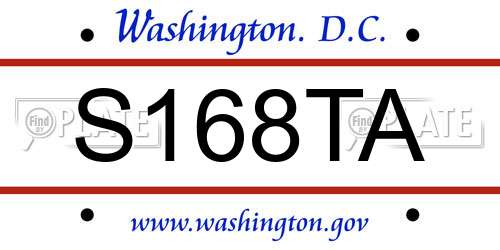 S168TA District Of Columbia License Plate