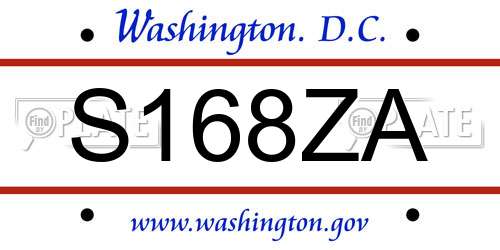 S168ZA District Of Columbia License Plate
