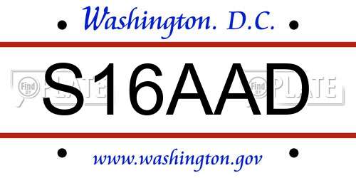 S16AAD District Of Columbia License Plate