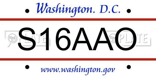 S16AAO District Of Columbia License Plate