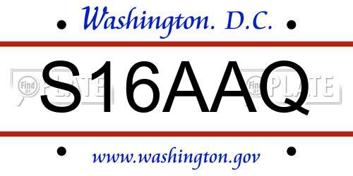 S16AAQ District Of Columbia License Plate