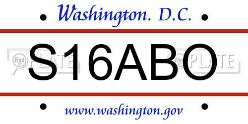 S16ABO District Of Columbia License Plate