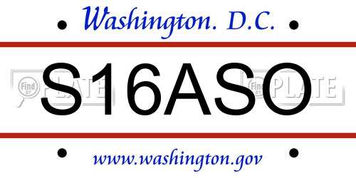S16ASO District Of Columbia License Plate