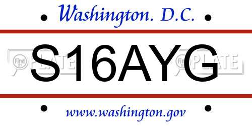 S16AYG District Of Columbia License Plate