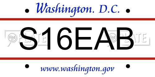 S16EAB District Of Columbia License Plate