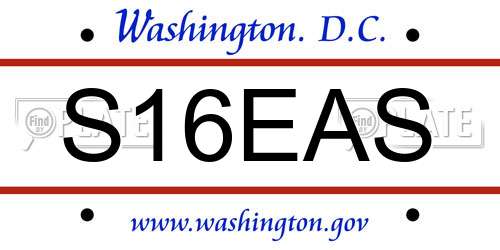 S16EAS District Of Columbia License Plate
