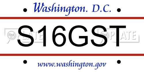 S16GST District Of Columbia License Plate