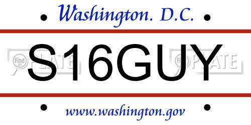 S16GUY District Of Columbia License Plate