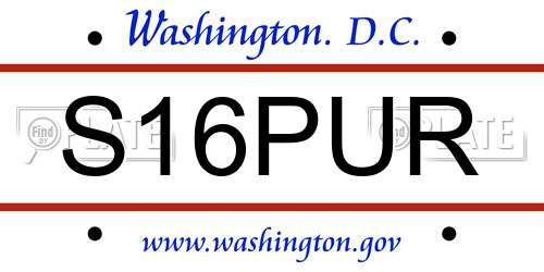 S16PUR District Of Columbia License Plate