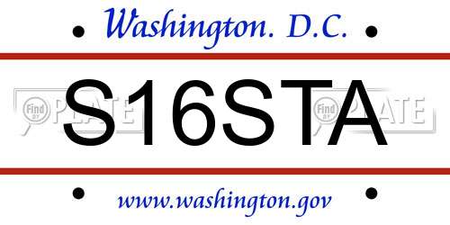 S16STA District Of Columbia License Plate