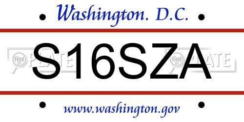 S16SZA District Of Columbia License Plate