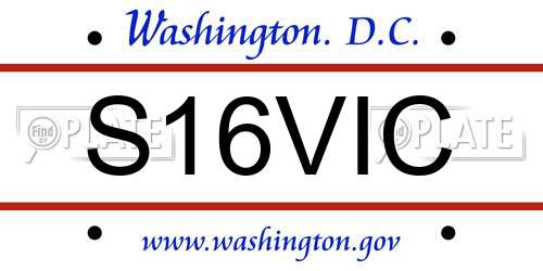 S16VIC District Of Columbia License Plate