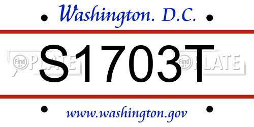 S1703T District Of Columbia License Plate