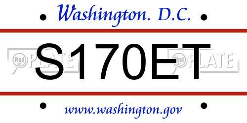 S170ET District Of Columbia License Plate
