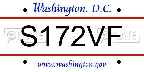 S172VF District Of Columbia License Plate